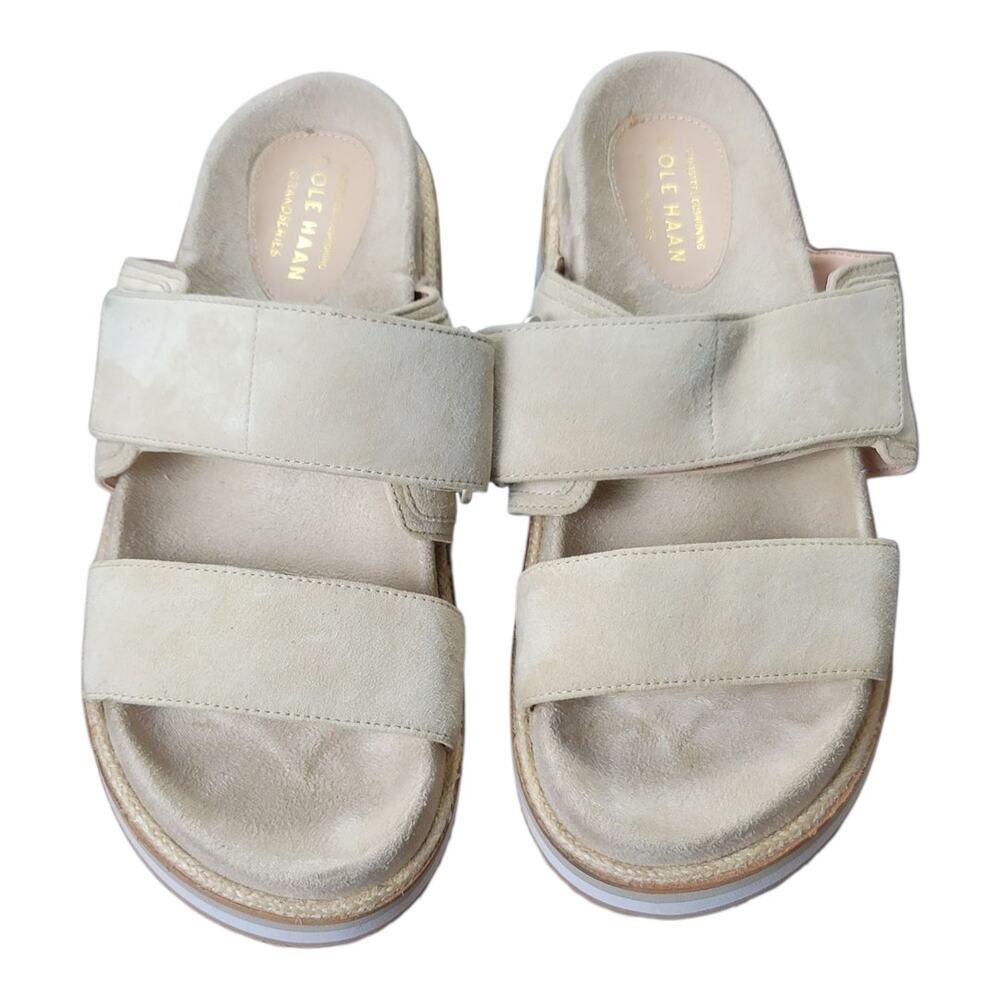 Cole Haan Grand Series Cloudfeel Slide Sandals Beige Suede Women's Size‎ 7B